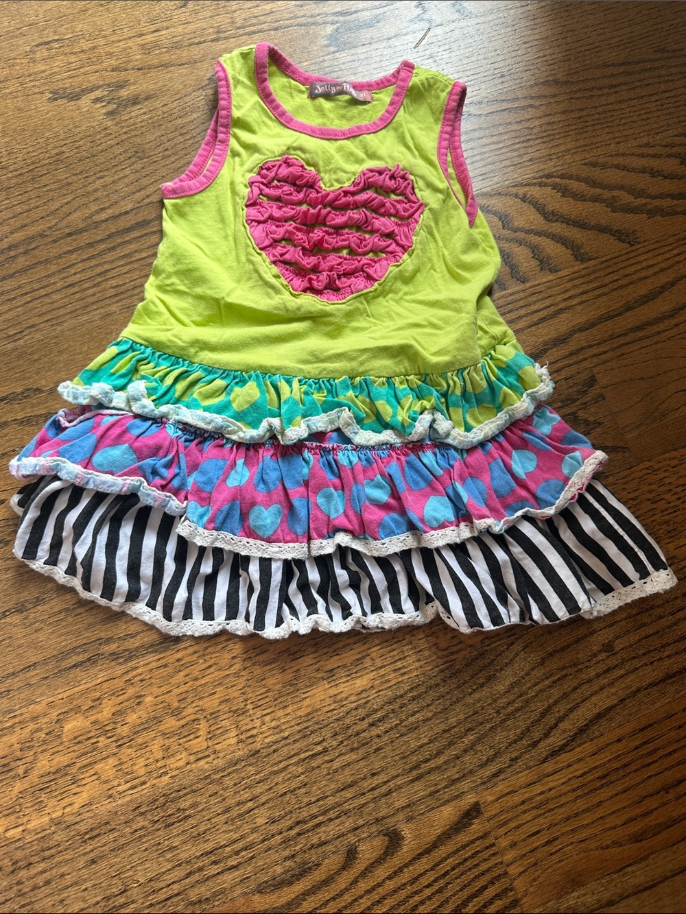 Jelly The Pug Lime Green Tank with Hot Pink Ruffle Heart